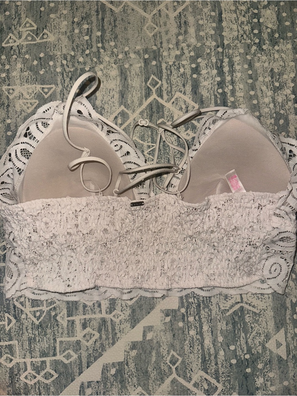PINK Victoria's Secret White Lace Longline Bralette - Picture 5 of 7